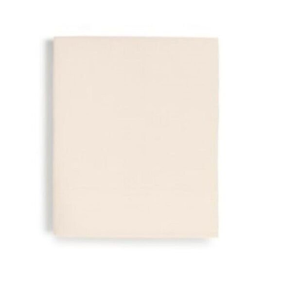 Oake Cotton Tencel Solid 300-Thread Ivory Queen Flat Sheet - Picture 1 of 2
